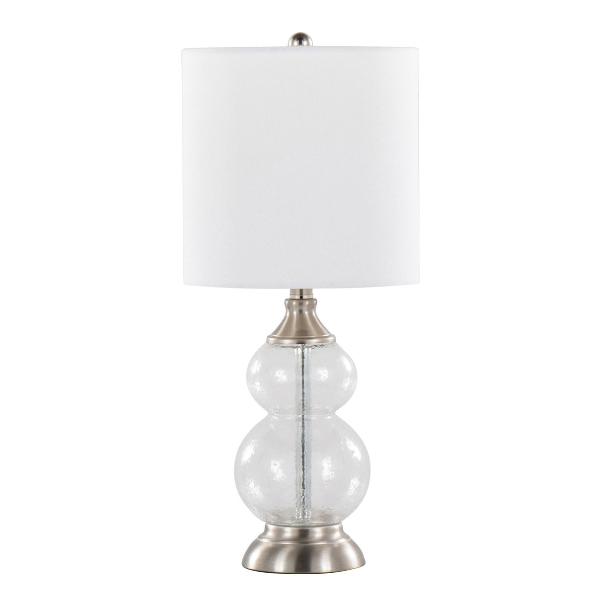 Belle - Contemporary Glass Accent Lamp (Set of 2) - Clear Wrinkle Glass, Brushed Nickel And White Linen Shade From Grandview Gallery