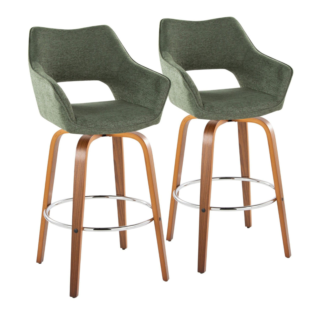 Mustang - Fixed-Height XL Barstool (Set of 2) - Walnut Wood