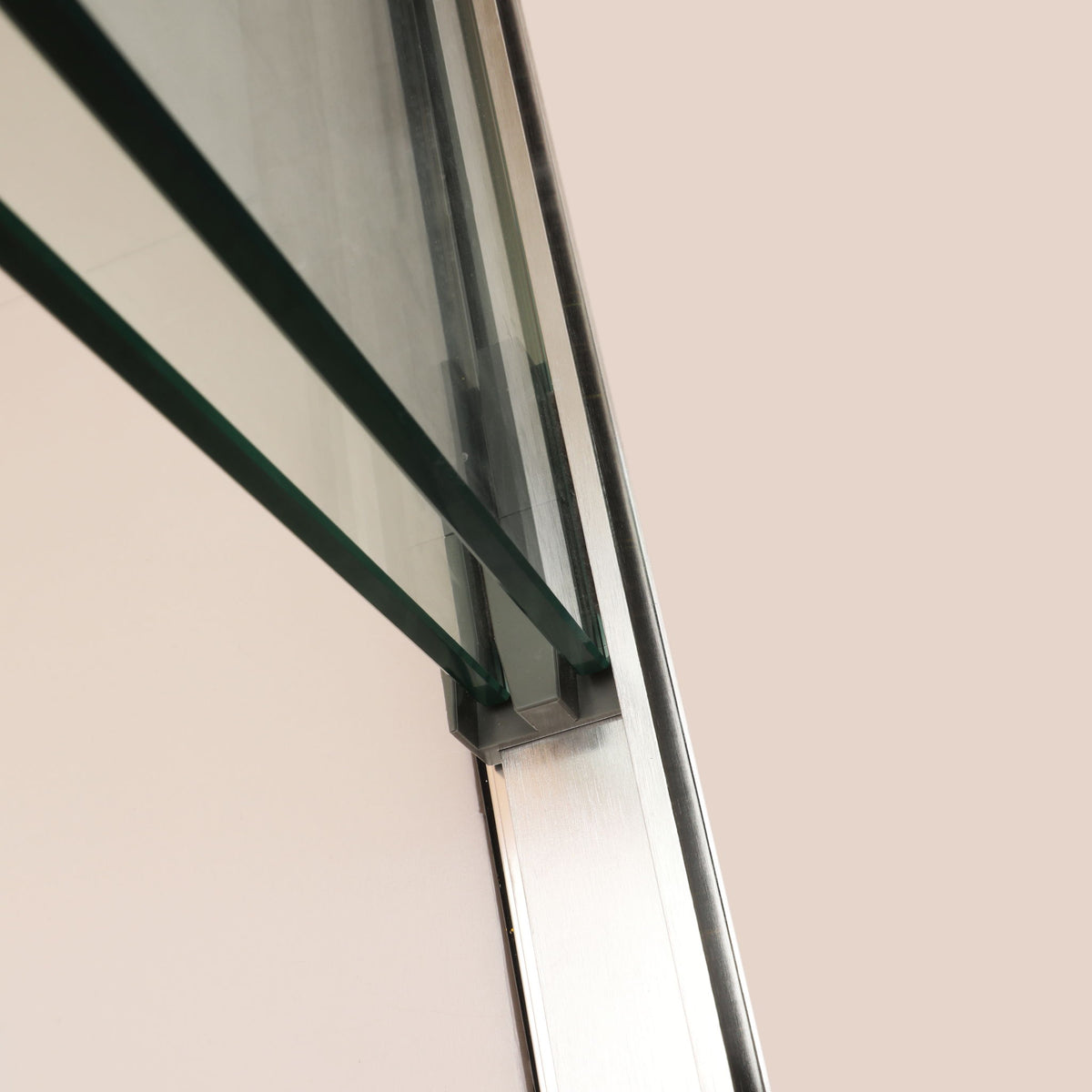 Modern Semi Frameless Bypass Sliding Shower Enclosure - Brushed Silver