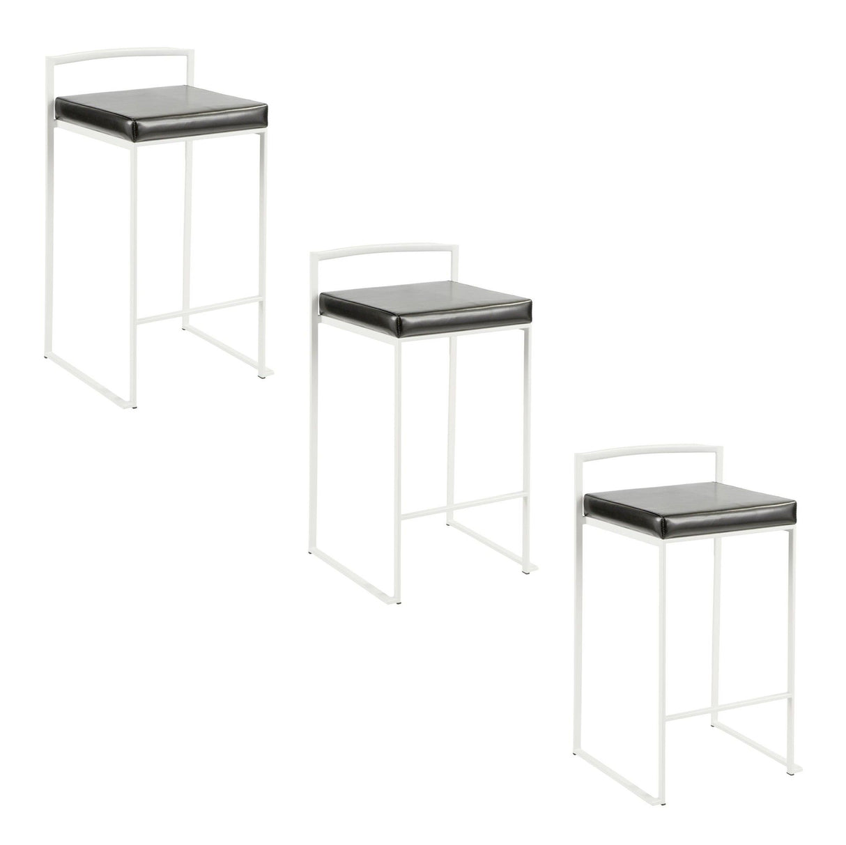 Fuji - Contemporary Stackable Counter Stool (Set of 2) - White Frame