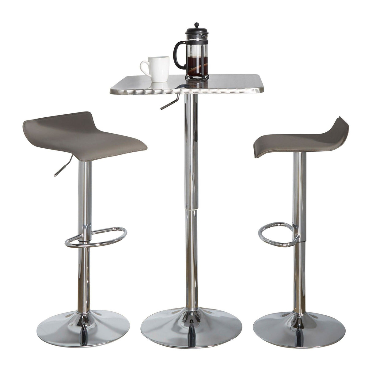 Bistro - Square Ale 3 Piece Bar Set - Chrome Metal