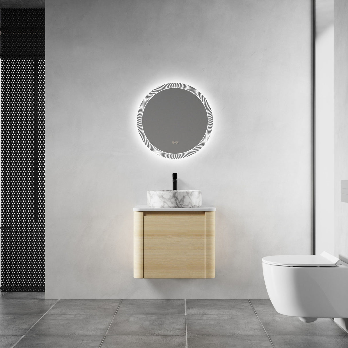Mounted Bathroom Vanity & Art Sink & 2 Soft Close Doors