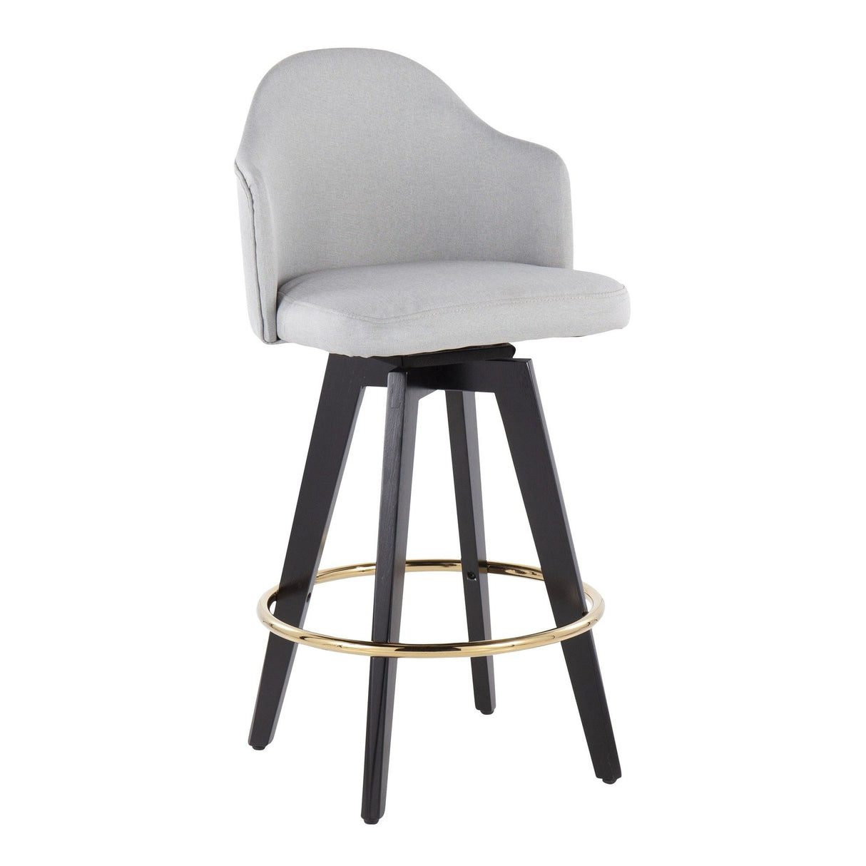 Ahoy - Fixed-Height Counter Stool - Wood Legs And Round Metal Footrest With Fabric Seat (Set of 2)