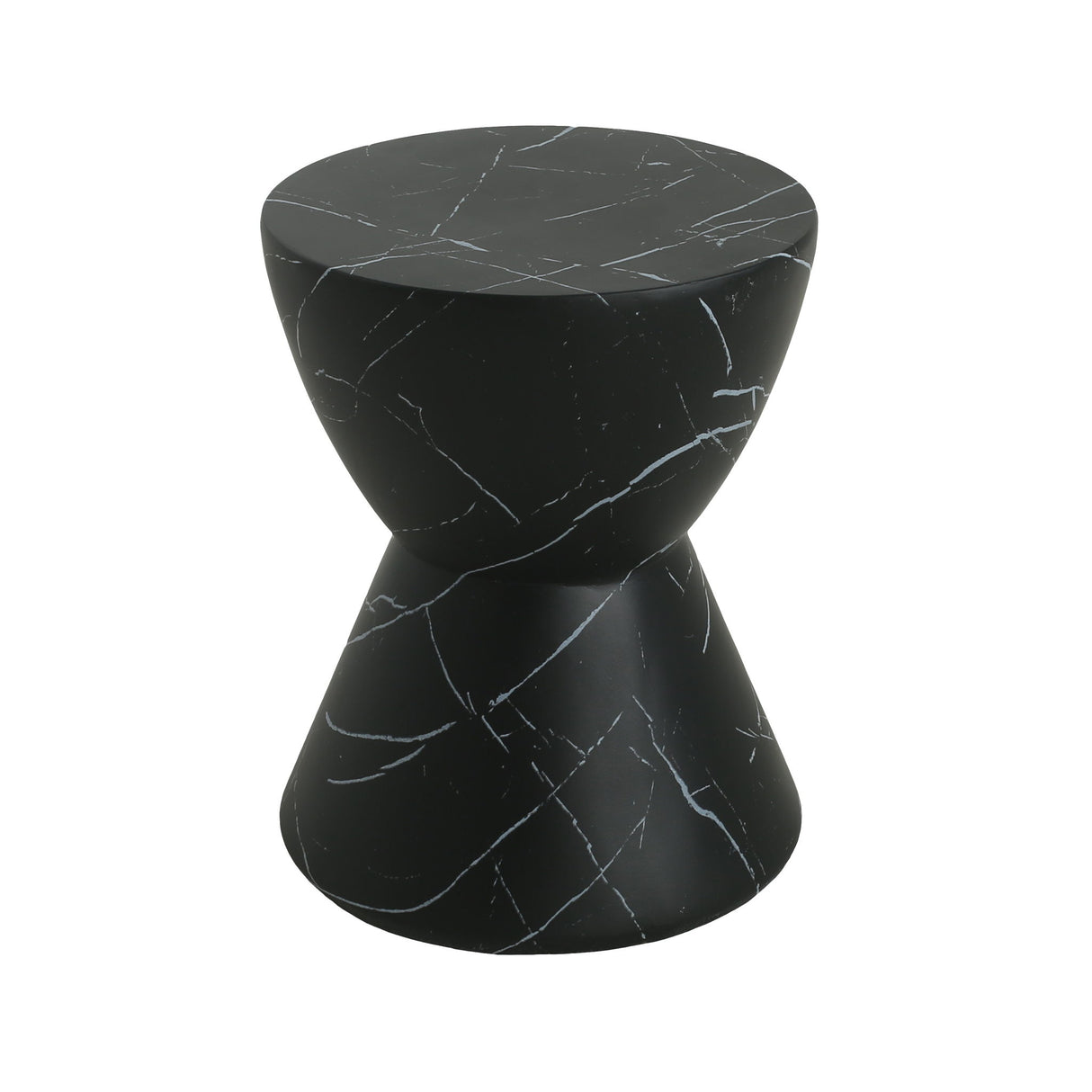 Outdoor Lightweight Concrete Side / End Table, Living Room Accent Table - Black Marble