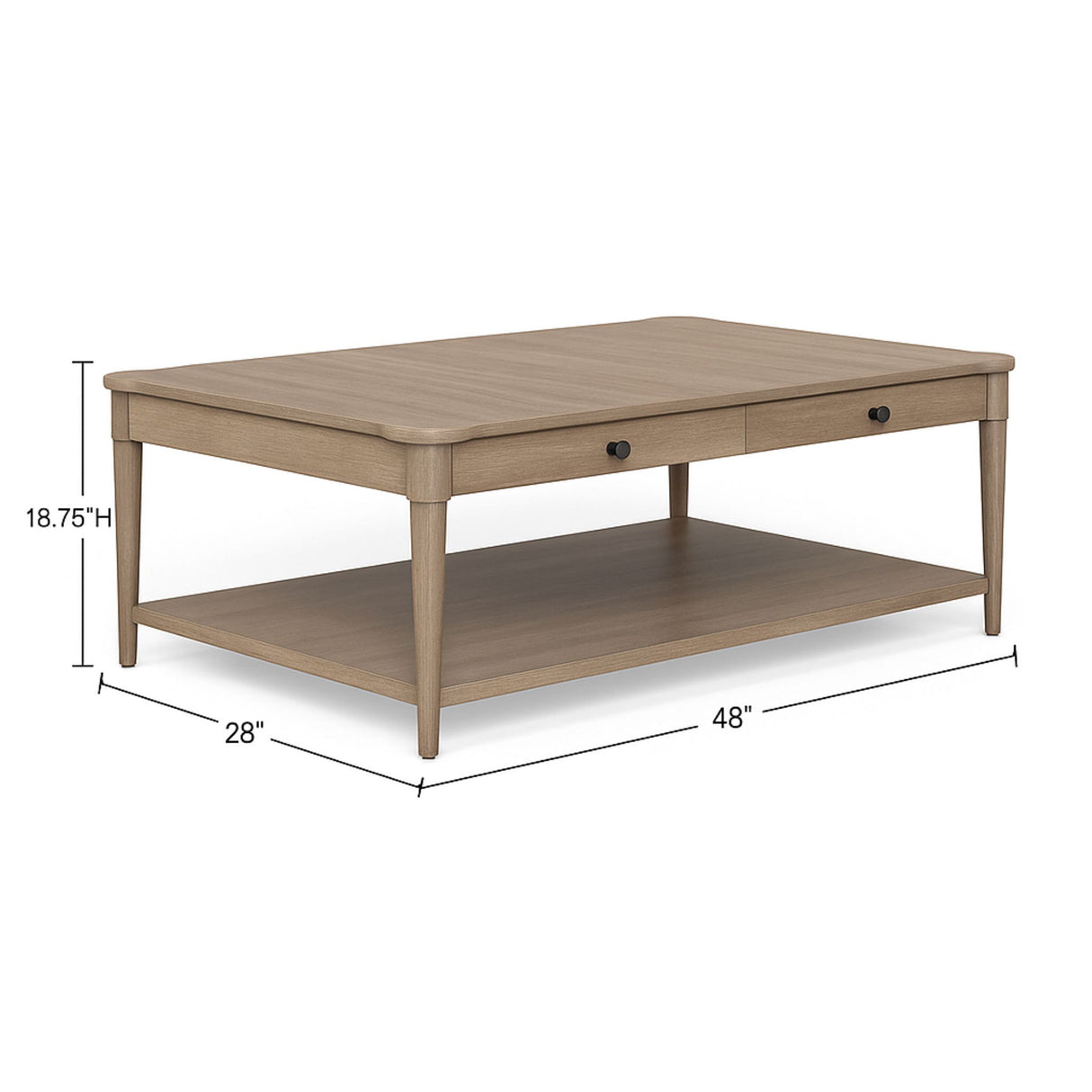 Cocktail Table With Two Storage Drawers And Casters