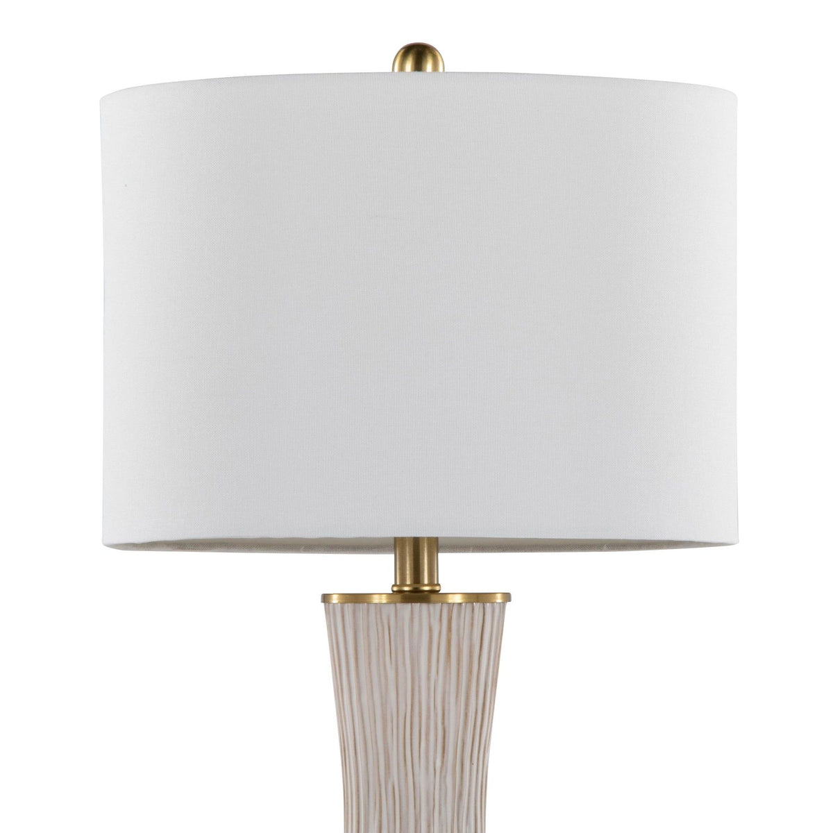 Gemma - Brush Ceramic Table Lamp (Set of 2) - Gold Metal, White Ceramic, White Linen