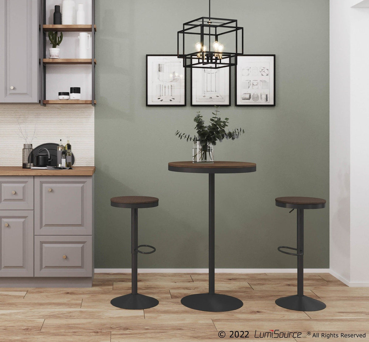 Dakota - Adjustable Bar / Dinette Table - Gray Finish And Brown