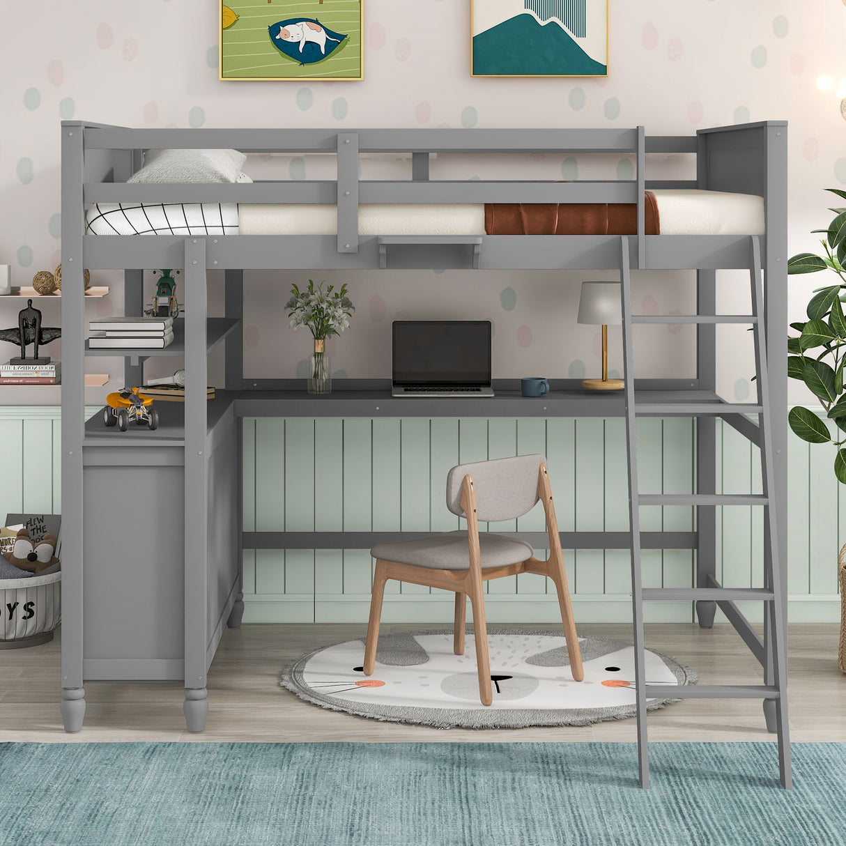 Loft Bed With Drawers With Desk And Shelves