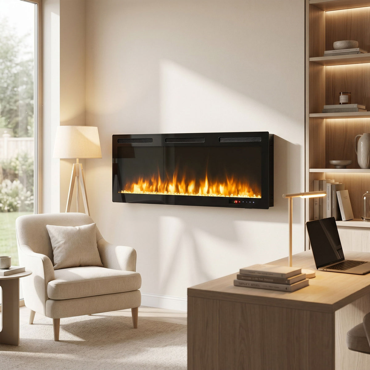 Electric Fireplace With Adjustable Flame