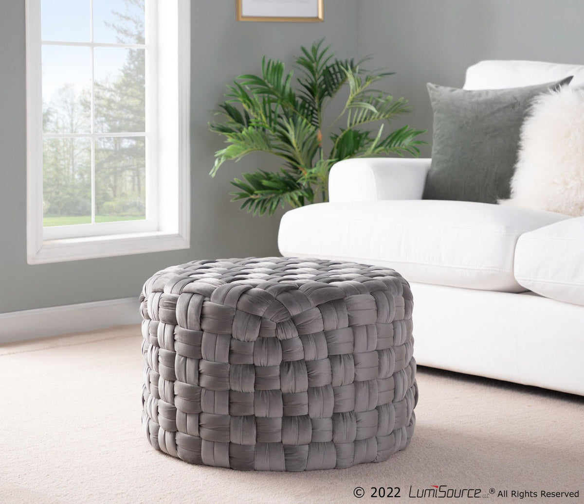 Braided - Round Velvet Ottoman