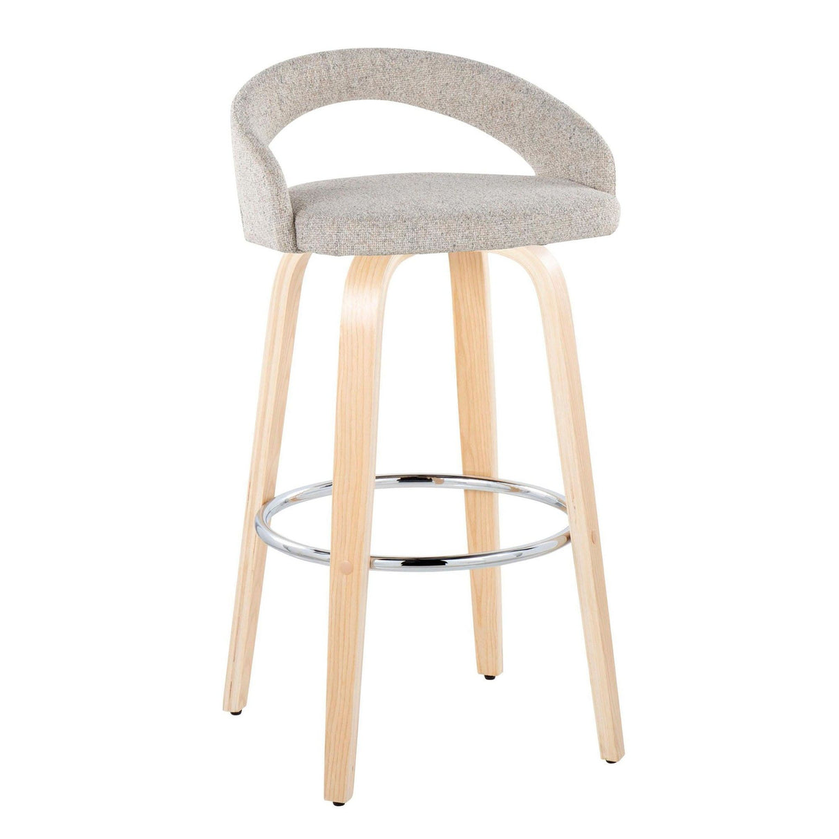 Grotto - Upholstered Fixed-Height Barstool (Set of 2) - Natural Wood