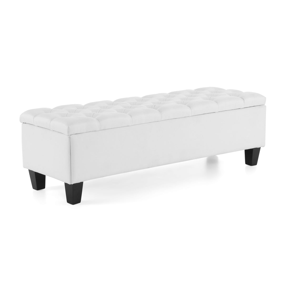 Contemporary Button Tufted And Diamond Stitched Storage Ottoman