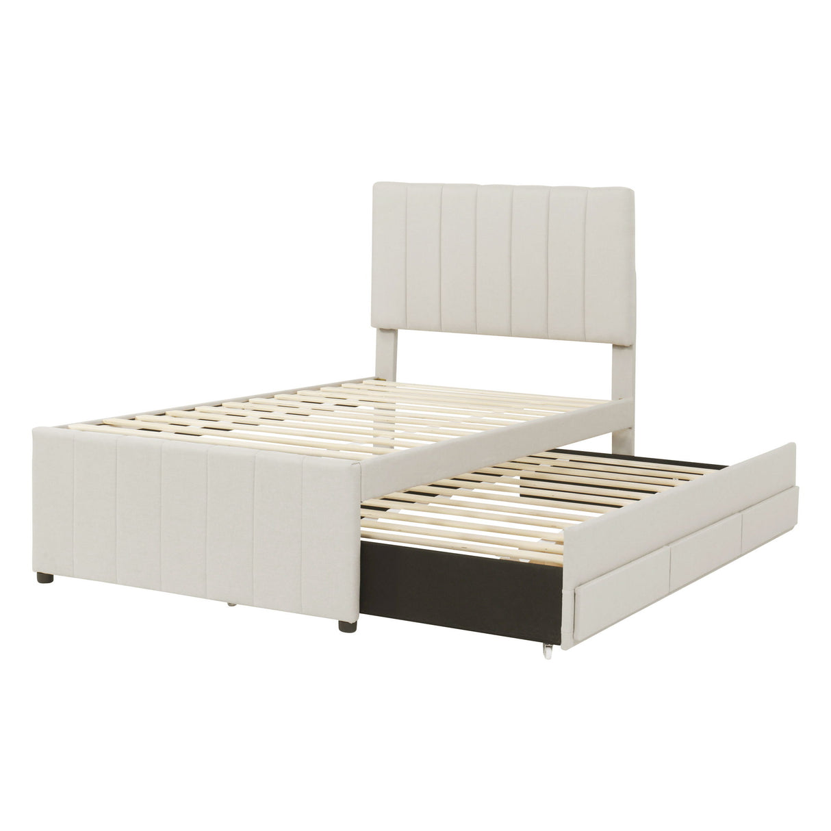 Upholstered Design Platform Bed With Trundle