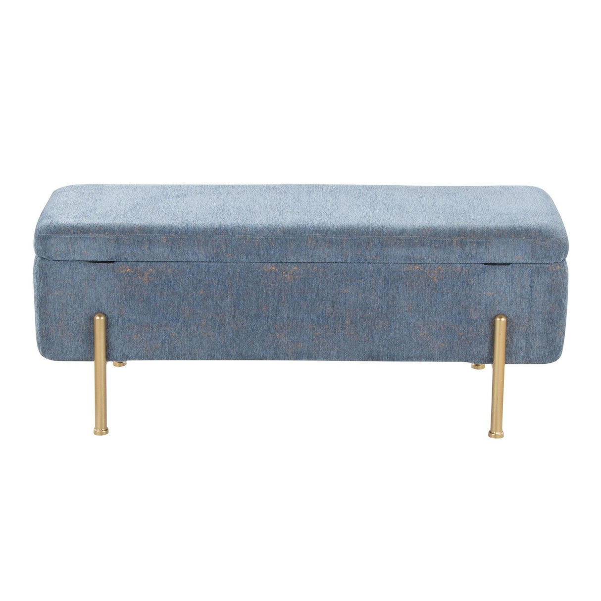 Daniella - Storage Bench - Gold Metal And Blue Fabric