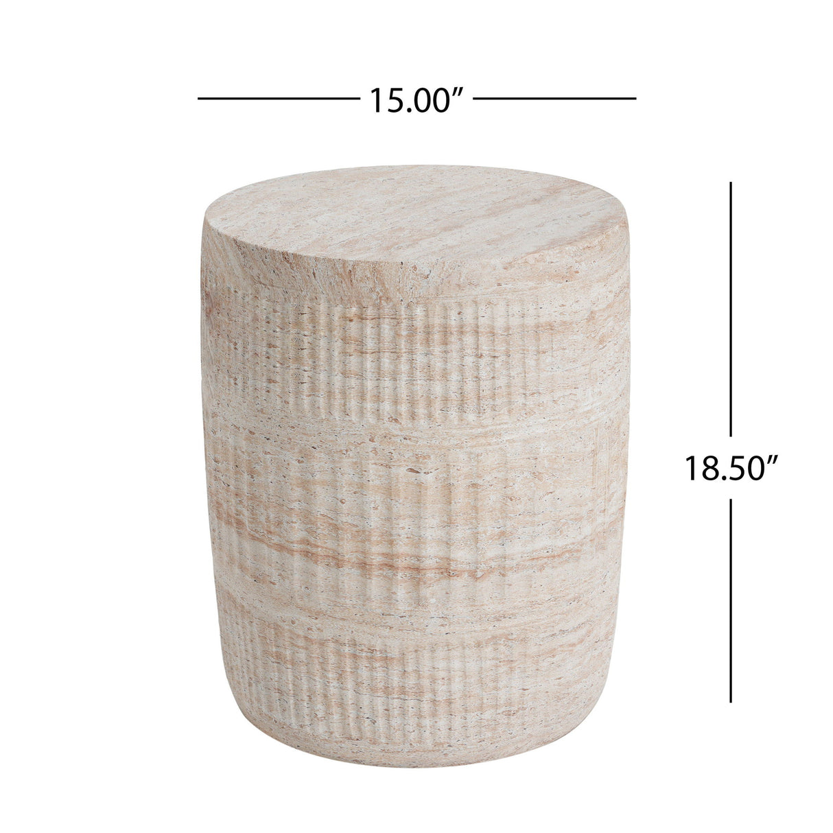 Stylish Outdoor / Indoor Lightweight Concrete Side Table With Travertine - Beige
