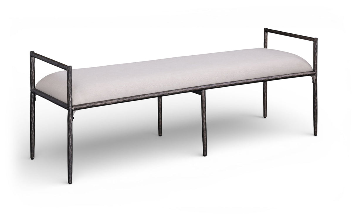 Axis - Linen Textured Beige Fabric Upholstered Bench
