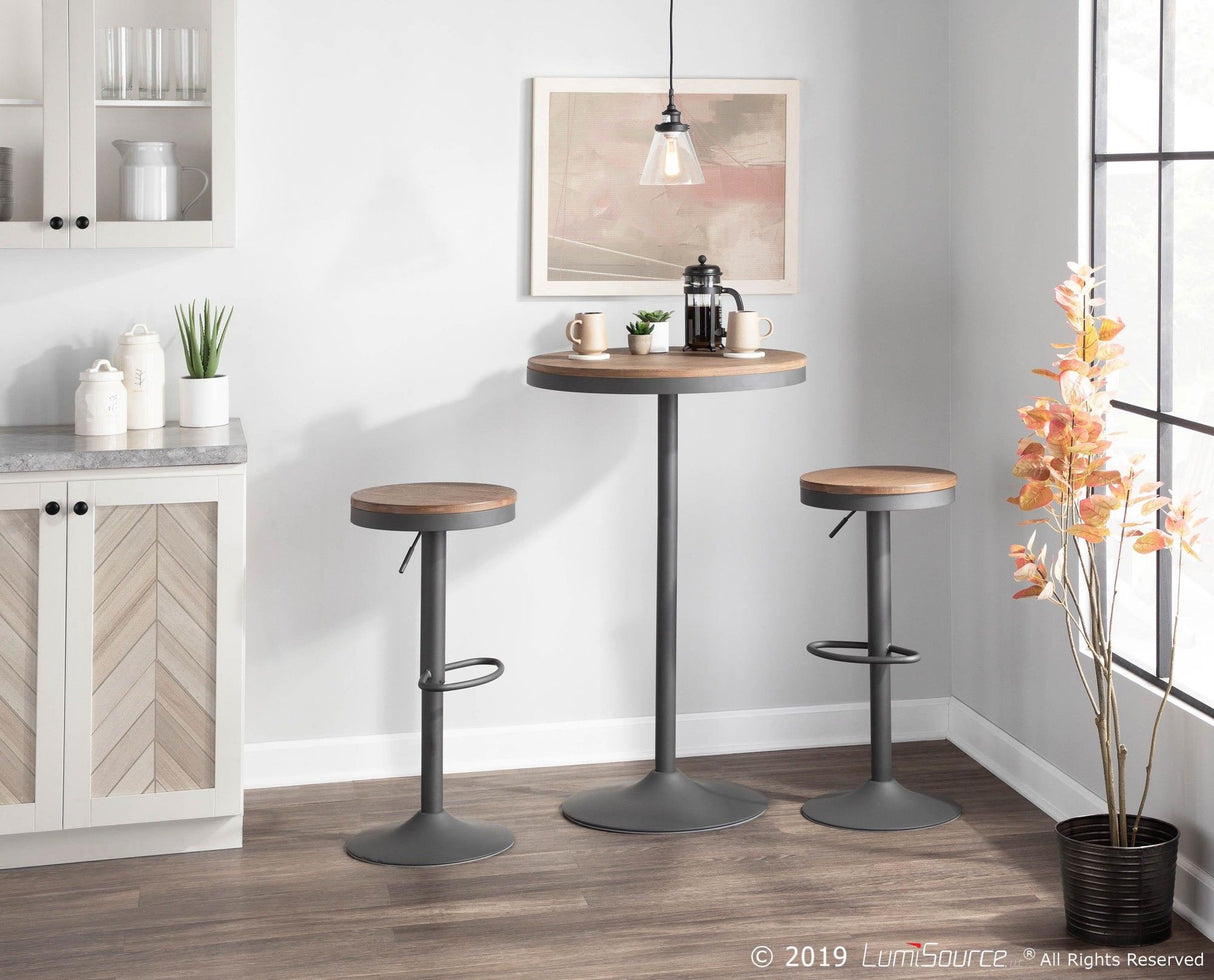 Dakota - Adjustable Bar / Dinette Table - Gray Finish And Brown