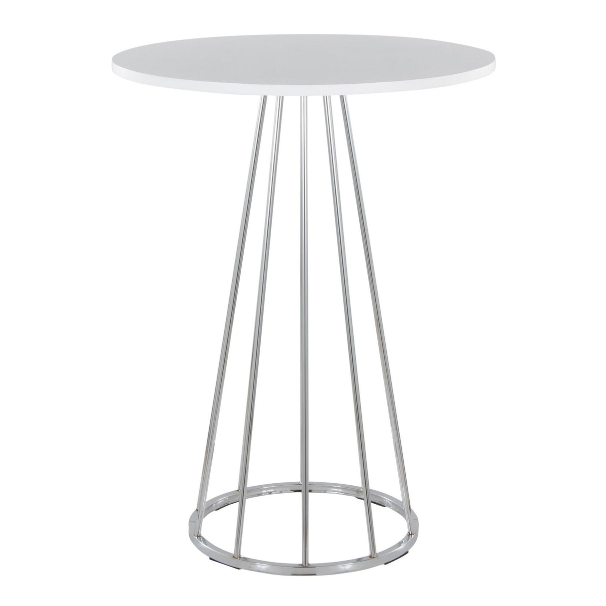 Canary - Counter Table - Chrome Metal, White Mdf
