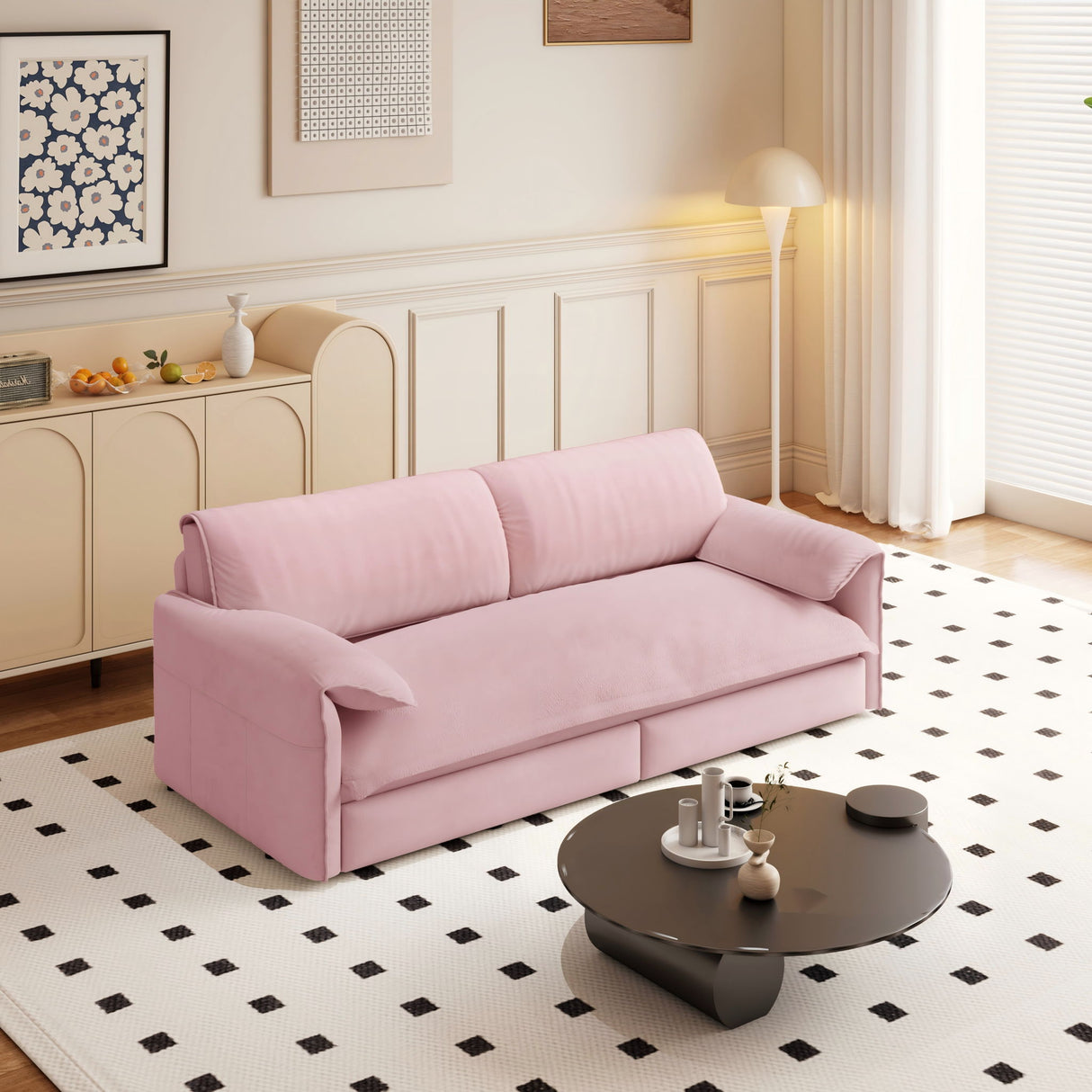 Queen Pull Out Sofa Bed With Side Storage