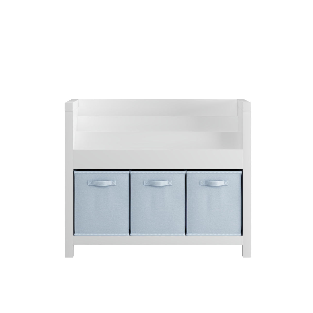 Bookshelf With 3 Tier Front Facing Storage And 3 Bins, Toddler Bookcase For Playroom - White