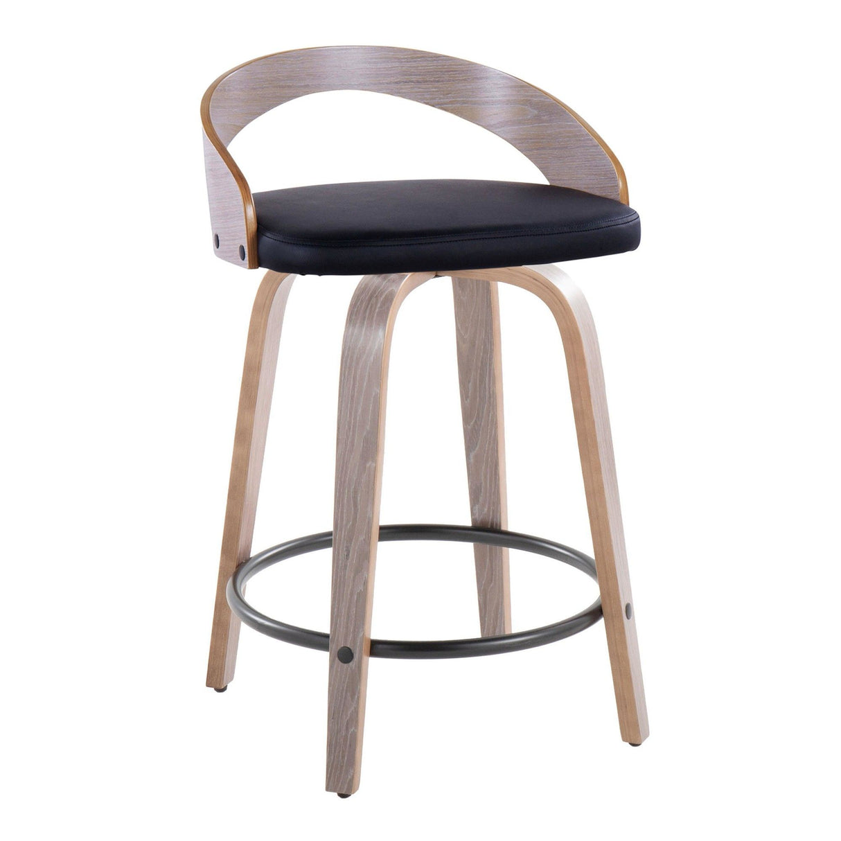 Grotto - Fixed-Height Swivel Counter Stool With Light Gray Wood (Set of 2)