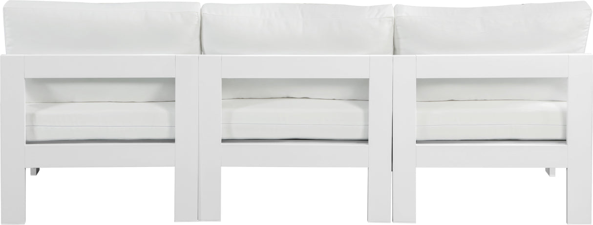 Nizuc - Outdoor Patio 3 Seat Armless Modular Sofa With White Frame