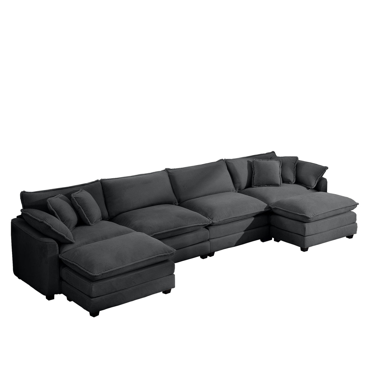 Modern Oversized Modular Cushion Sofa With Ottoman, Low Back, Deep Seating Sofa Set