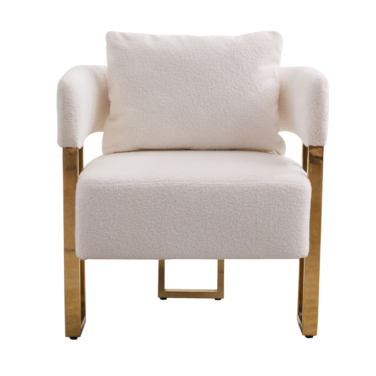Modern Decorative Chair Teddy Fleece Upholstered And Metal Foot