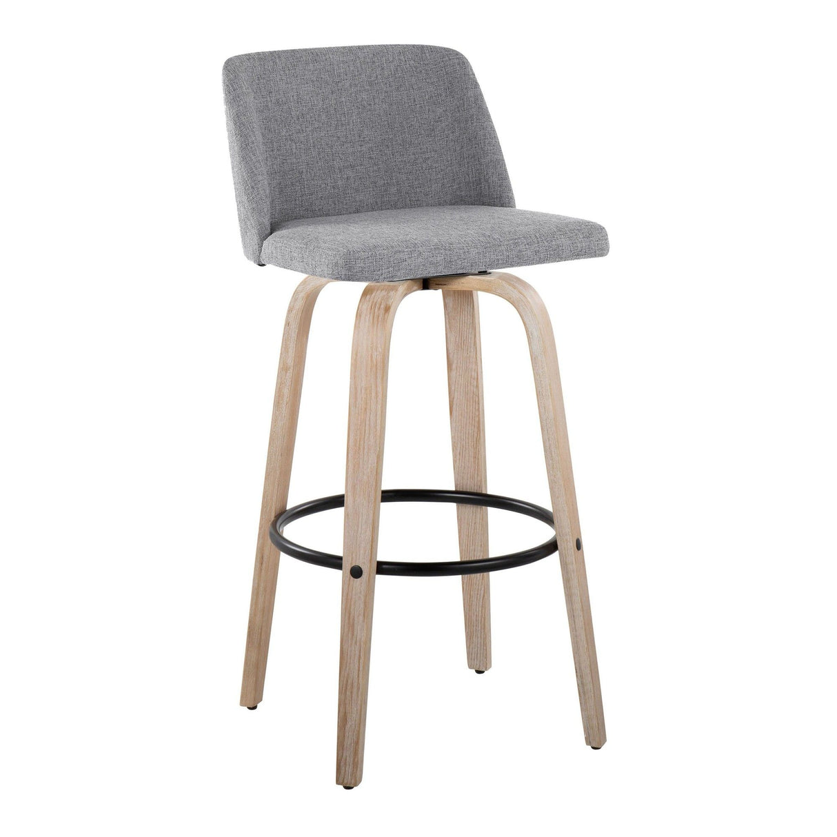 Toriano - 30" Fixed-Height Barstool (Set of 2) - White Wash And Black Round Base