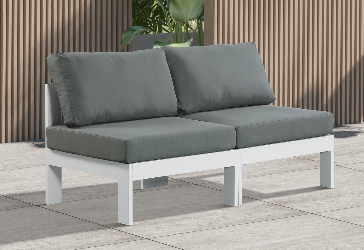 Nizuc - Outdoor Patio 2 Seat Armless Modular Sofa With White Frame