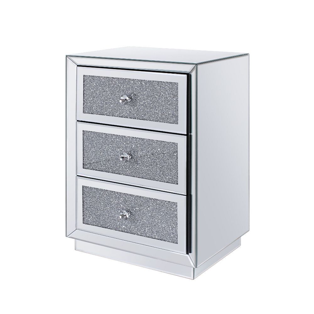 Noralie - 26" Accent Table - Mirrored, Faux Diamonds