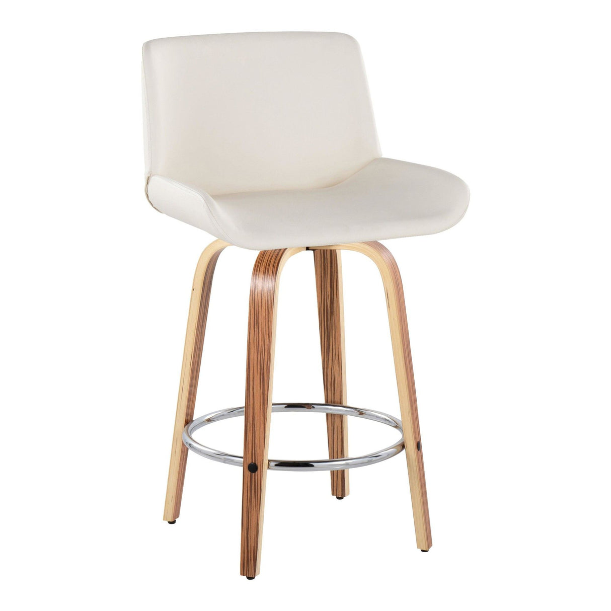 Santi - 25" Fixed-Height Counter Stool With Swivel - Zebra Wood (Set of 2)