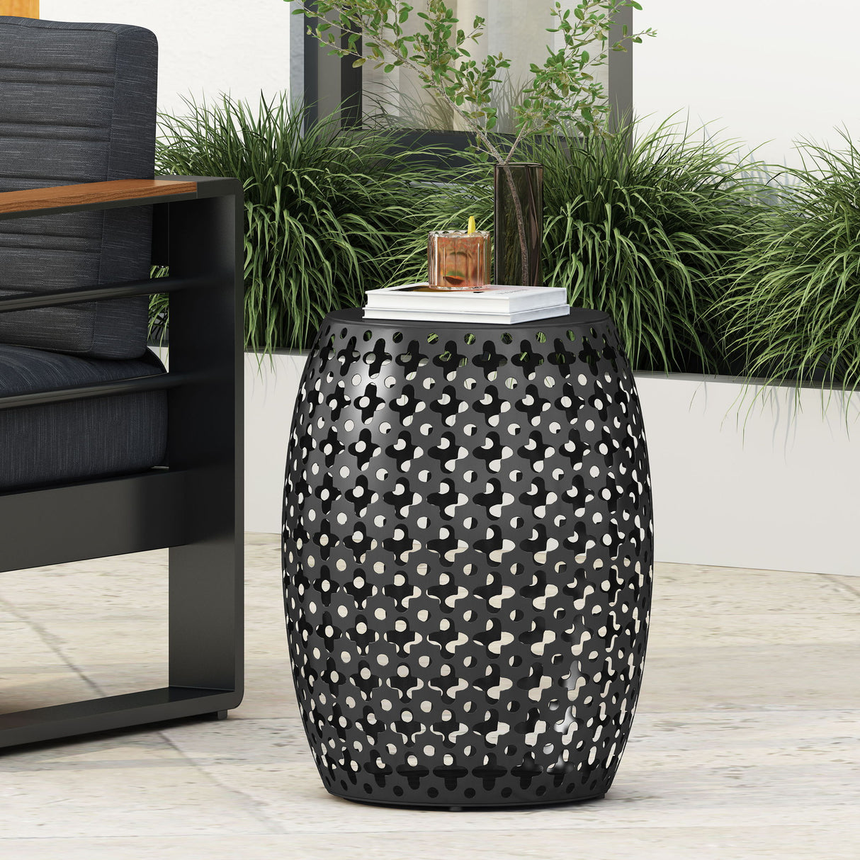 Modern Design, Metal End Table, Large