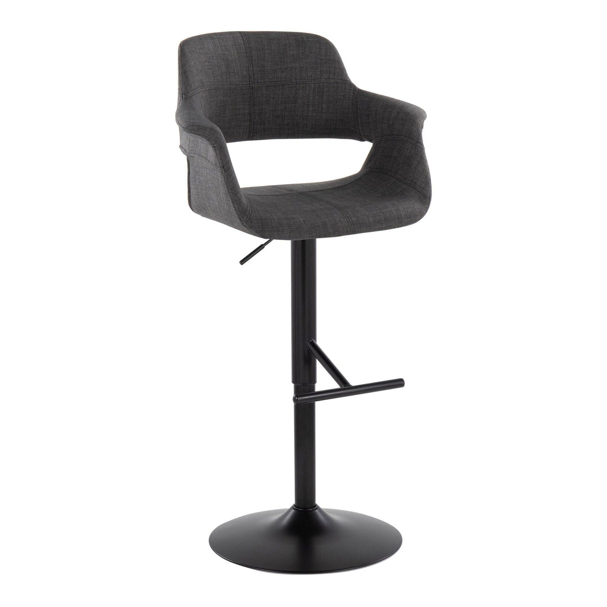 Vintage Flair - Adjustable Swivel Barstool (Set of 2) - Charcoal Fabric Seat