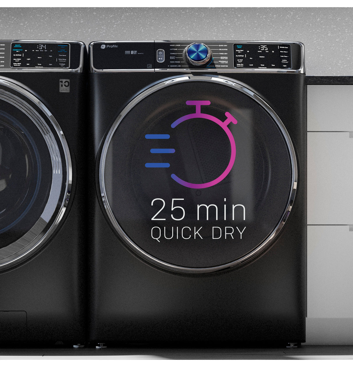 GE Profile PFD87GSSVWW gas dryer — sanitize cycle