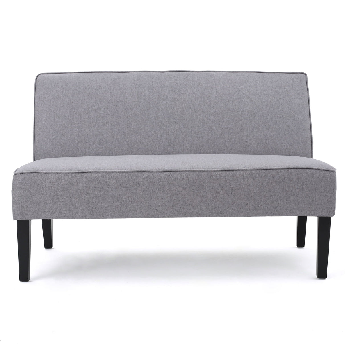 Contemporary Loveseat With Upholstered Fabric And Birch Wood Legs - Light Gray