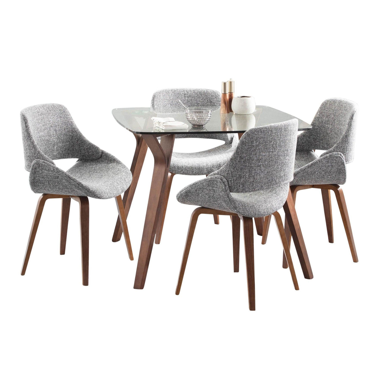 Folia - Square Fabrico 5 Piece Dining Set - Gray