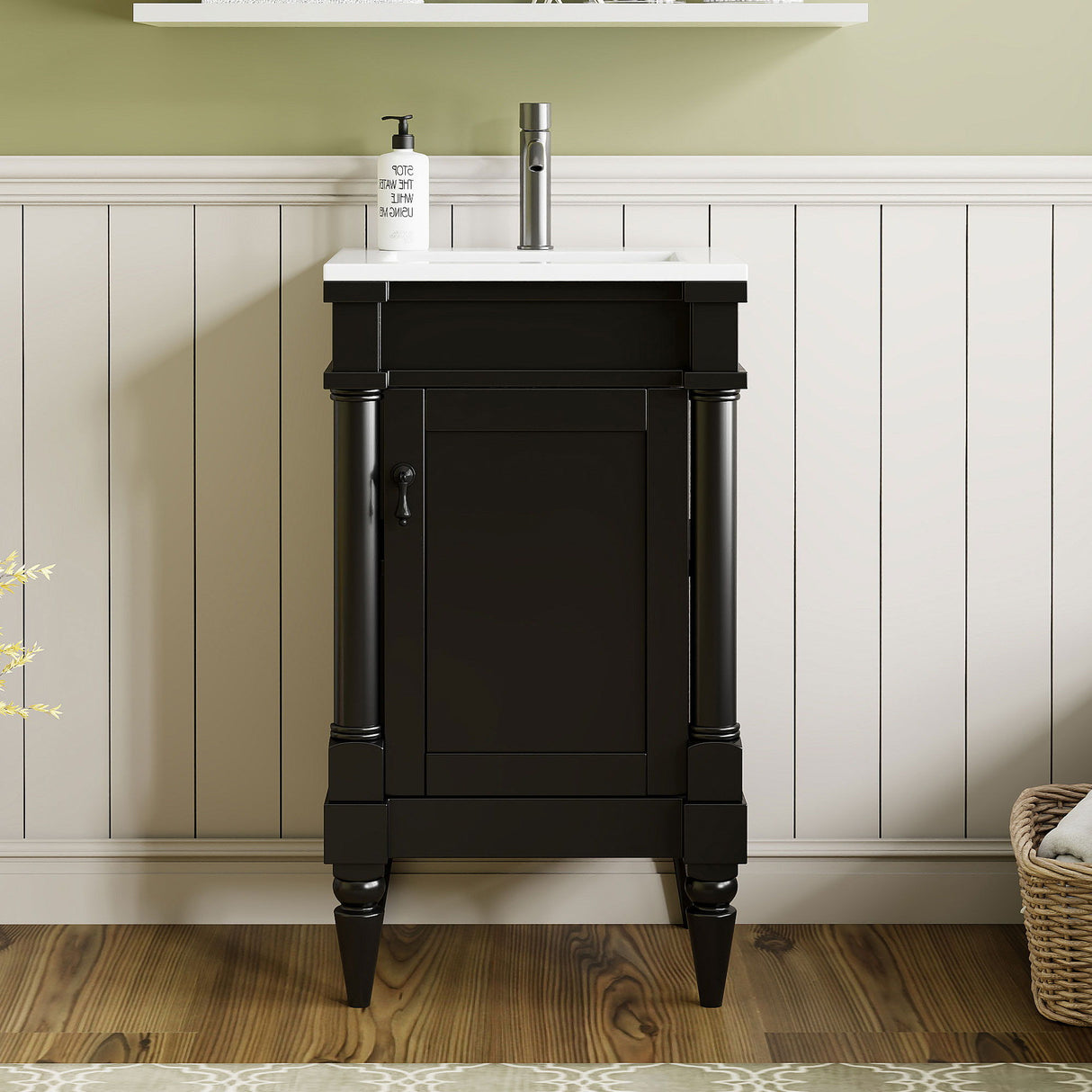 Bathroom Vanity With Sink, Storage Cabinet With Door, Drop In Sink, Compact Freestanding Design