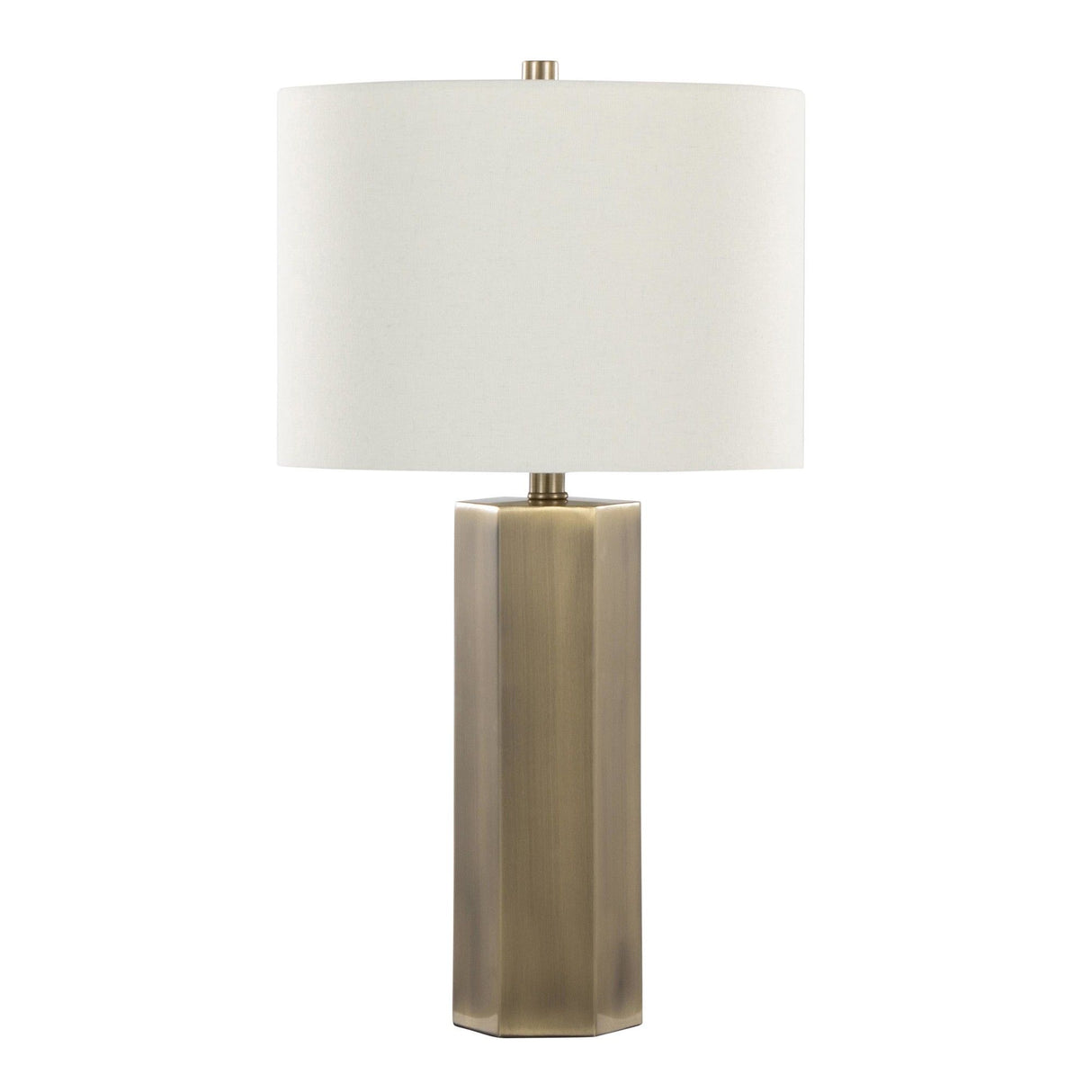 Huit - 26" Metal Table Lamp (Set of 2) - Antique Brass And White Linen