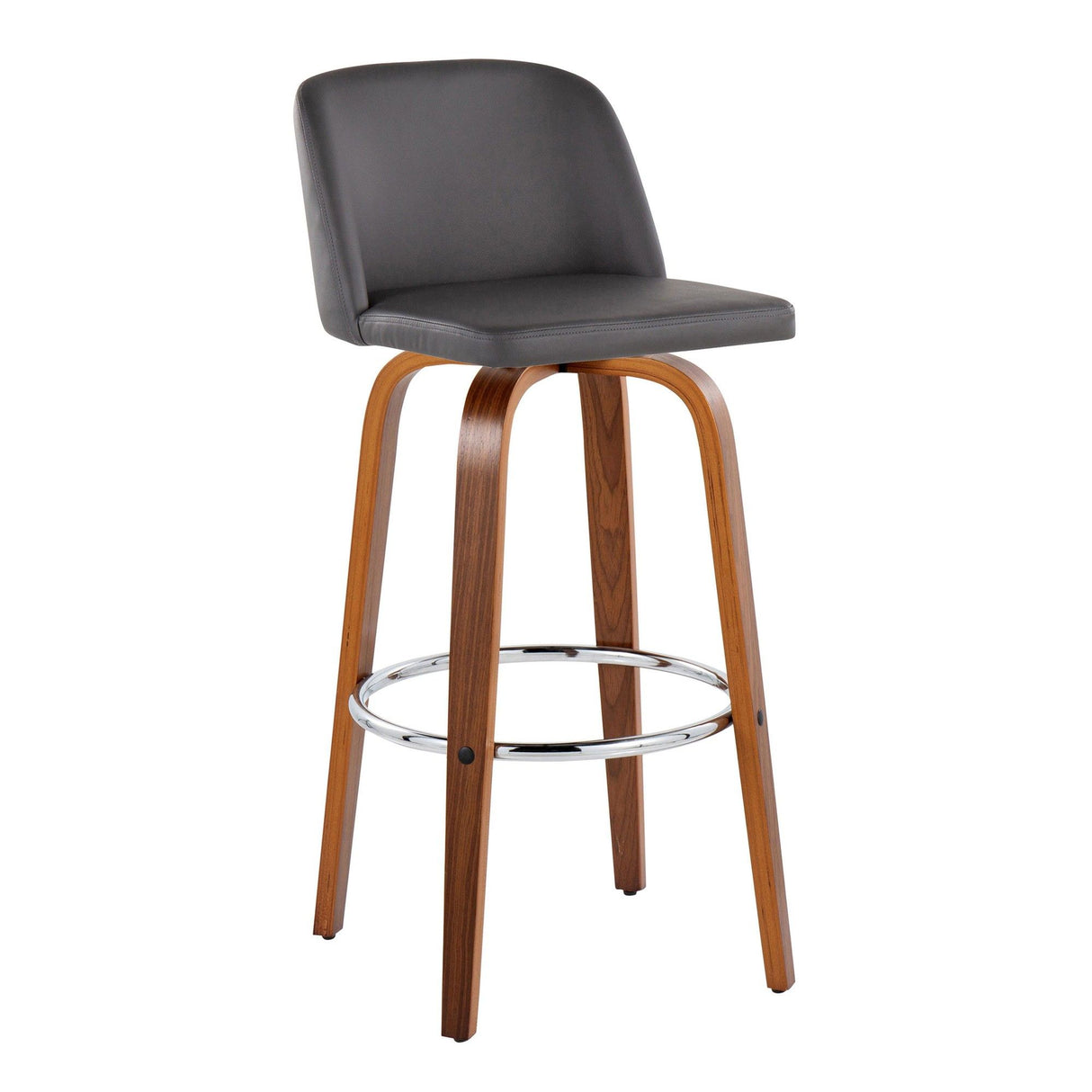 Toriano - 30" Fixed-Height Barstool (Set of 2) - Walnut & Chrome Base