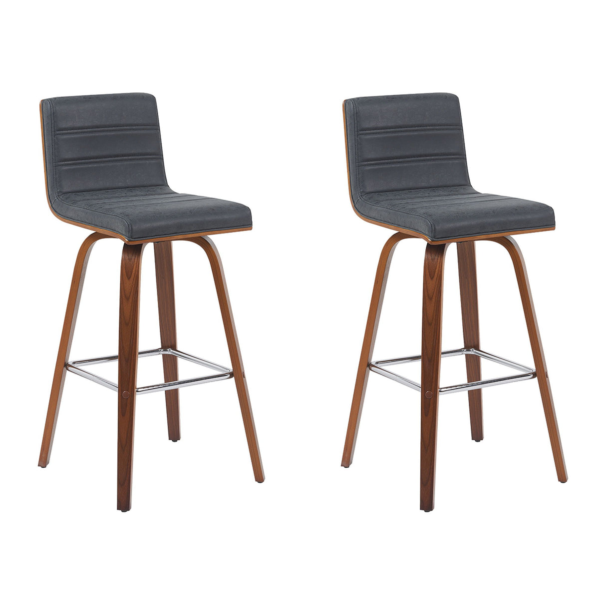 Vienna - Modern Swivel Bar Height Stool - Walnut Finished Wood Frame