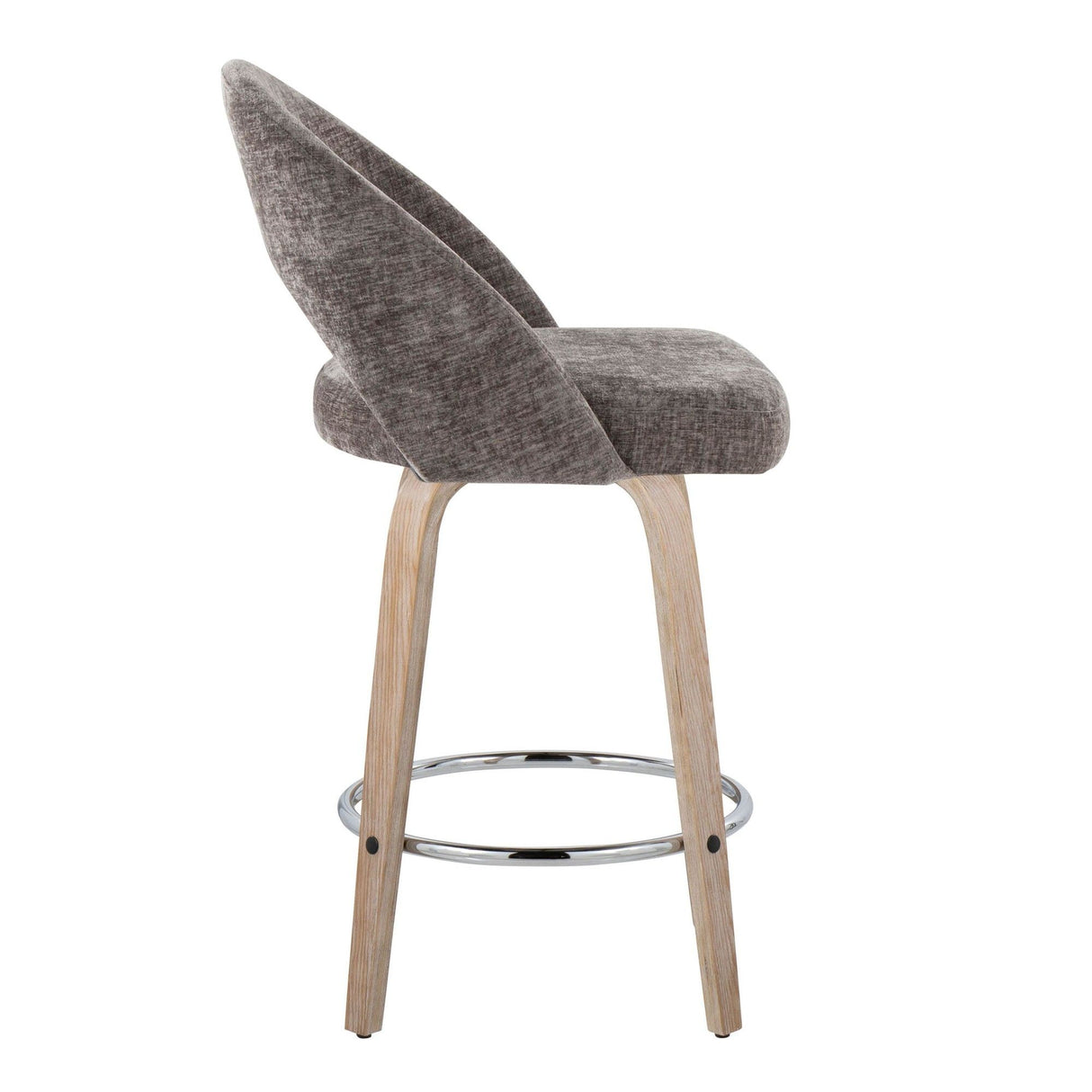 Renee - Upholstered Fixed-Height Barstool (Set of 2) - Whitewashed Wood