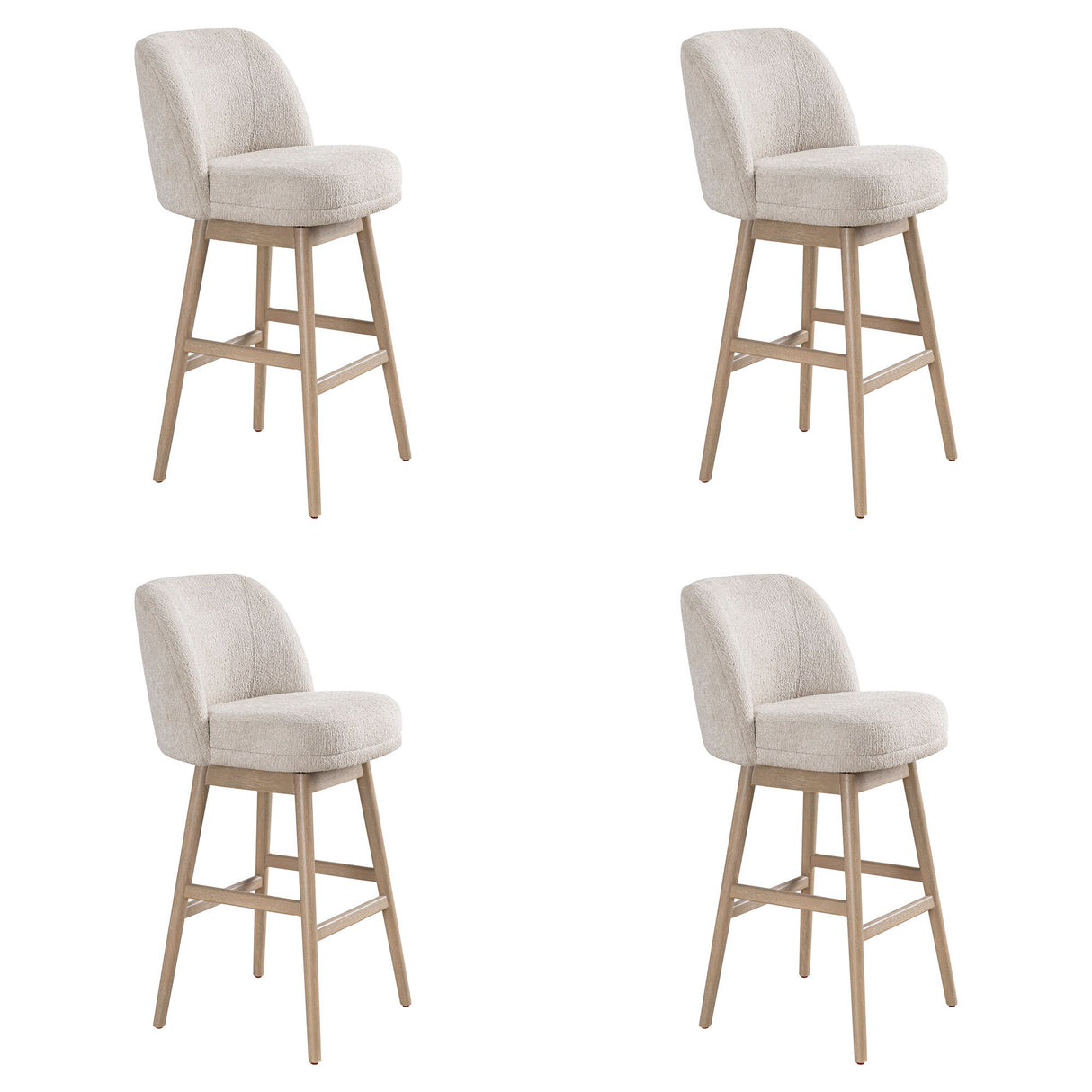 Sadie - Solid Wood Upholstered 30" Bar Height Swivel Barstool