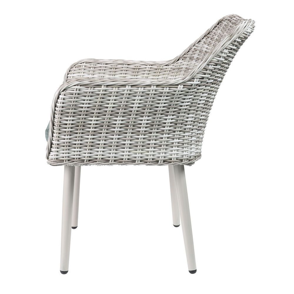 Tashay - 3 Piece Patio Bistro Set - Green Fabric & Beige Wicker