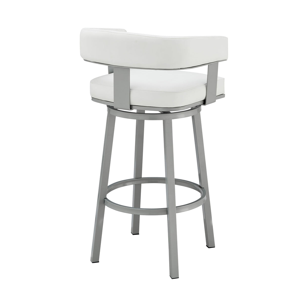Lorin - 30" Bar Height Swivel Bar Stool - Silver / White