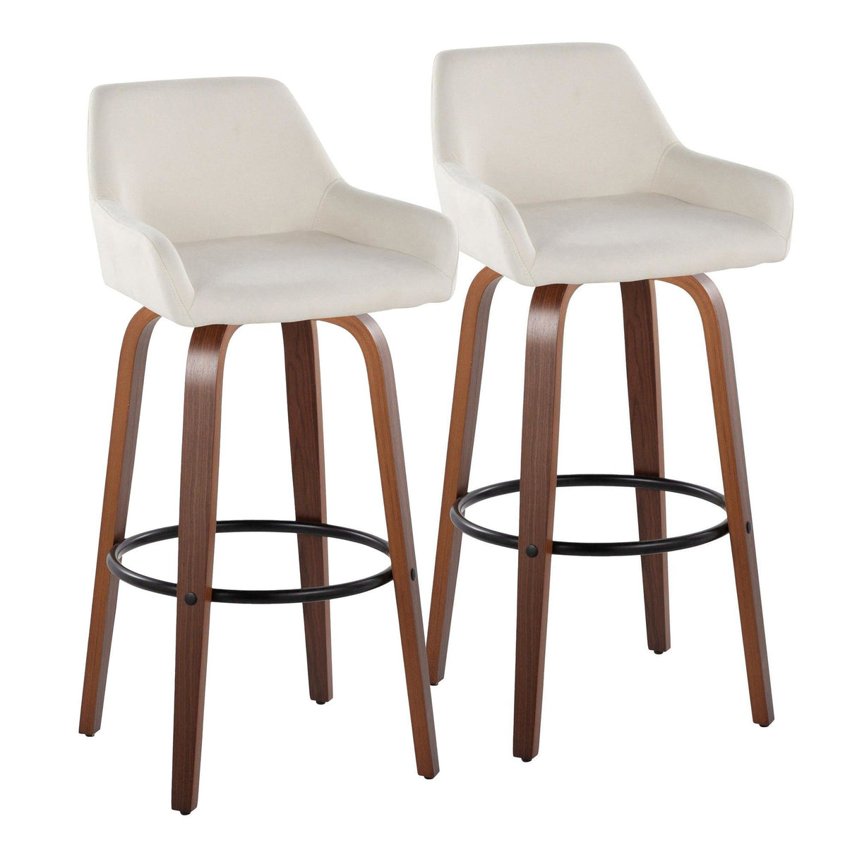 Daniella - 30" Fixed-Height Barstool (Set of 2) - Walnut And White