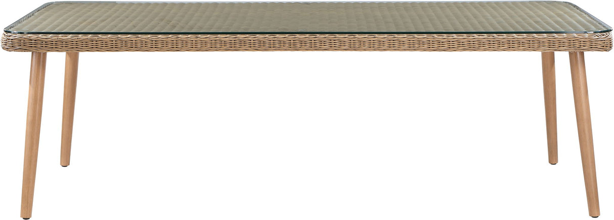 Seacrest - Tempered Glass Top And Wicker Outdoor Patio Dining Table
