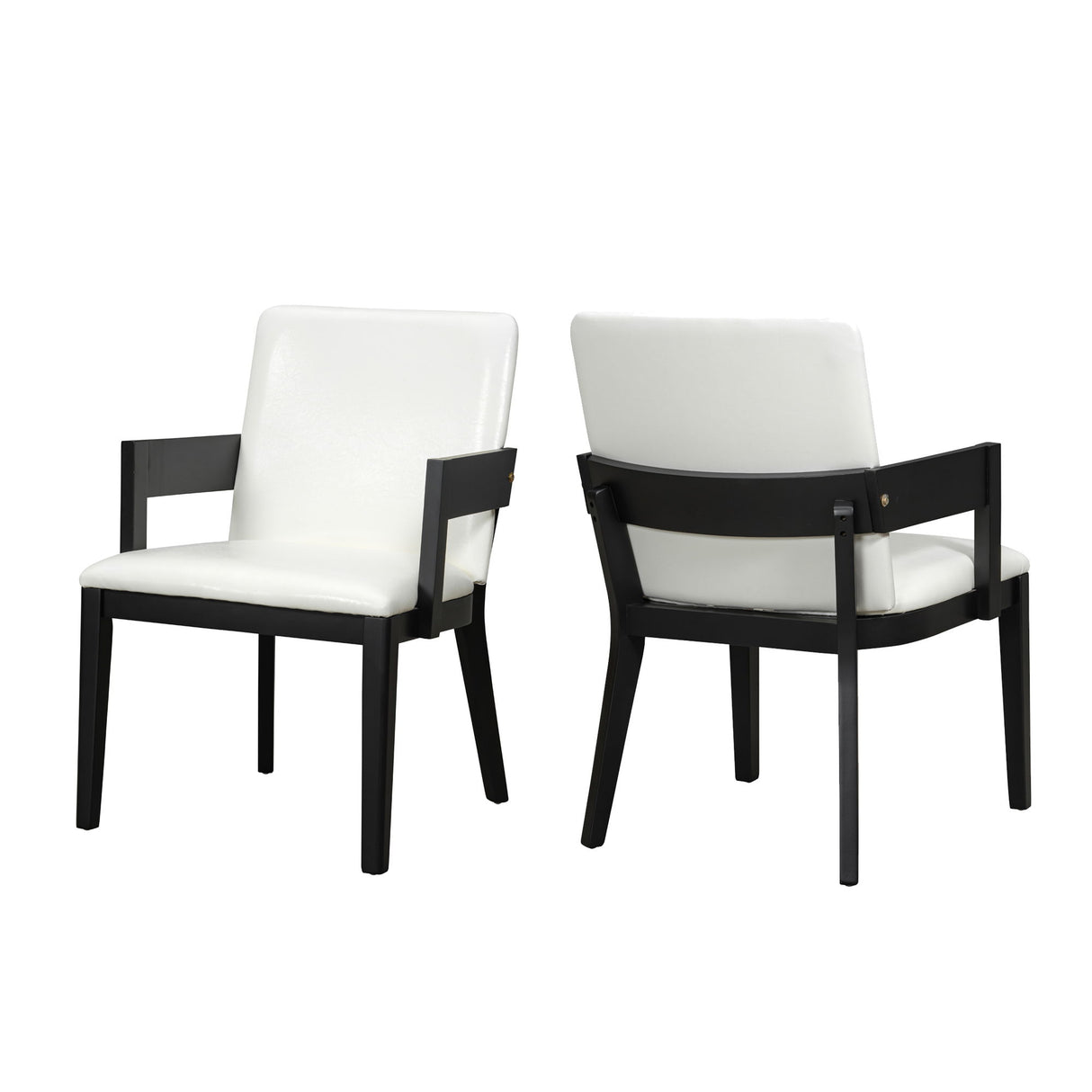 Modern Glossy Dining Chairs (Set of 2), Elegant Upholstery And Ergonomic Design - Black White