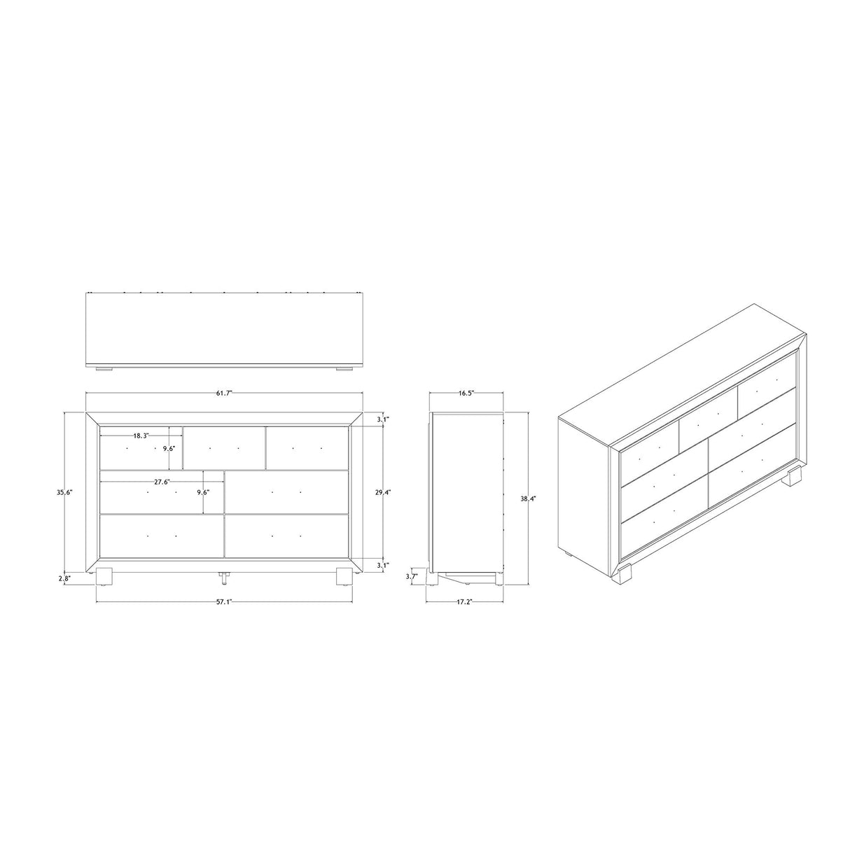 Skye - Marble Dresser - White