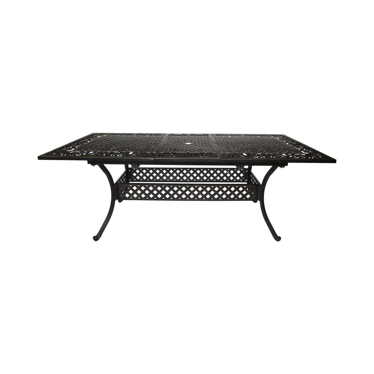 Outdoor Extendable Aluminum Dining Table With Pattern Table Top And Curved Legs - Copper